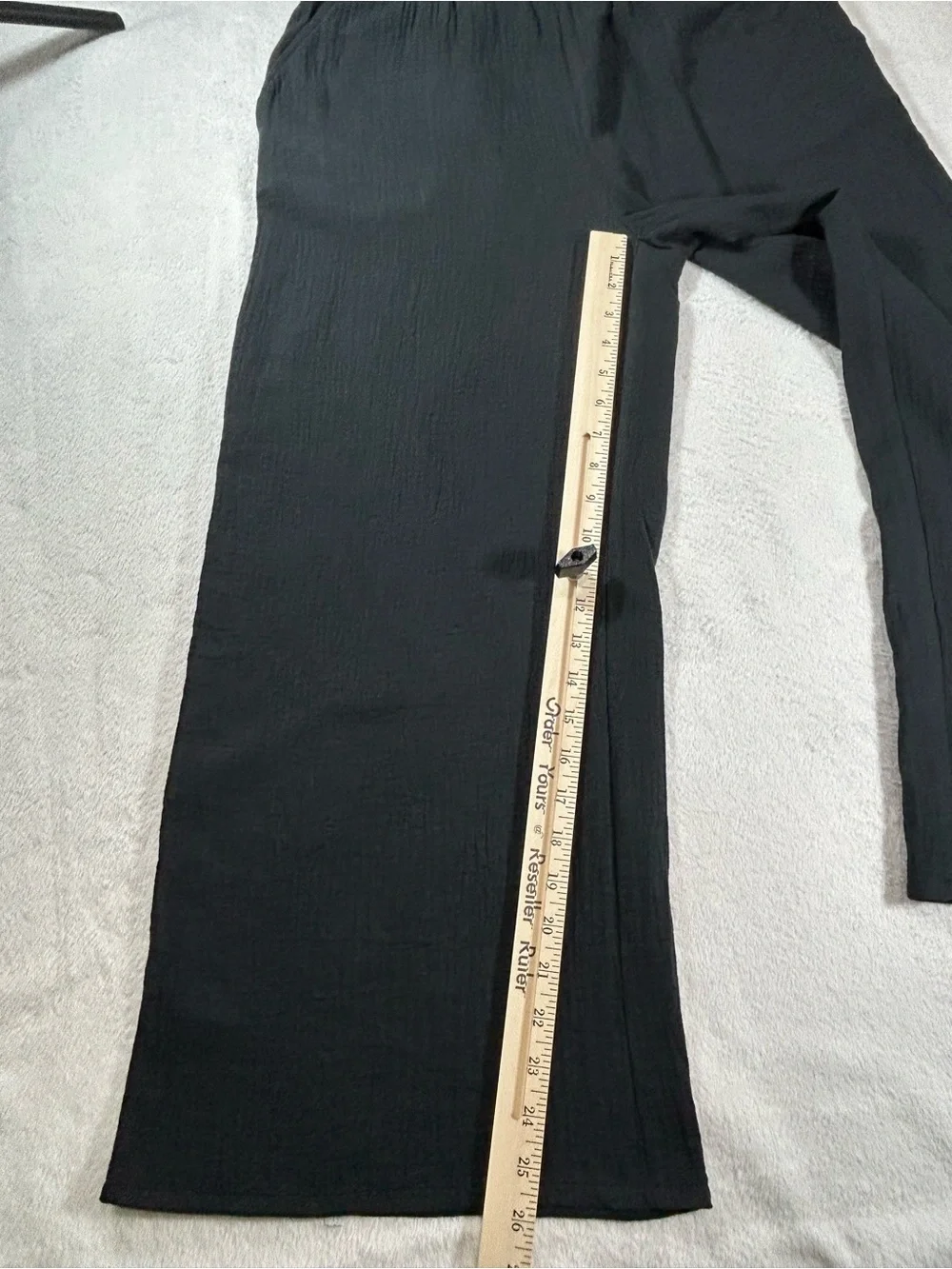 Hurley Women's Pants Wide Leg Gauze Cotton Black Large Elastic Waist Resortwear
